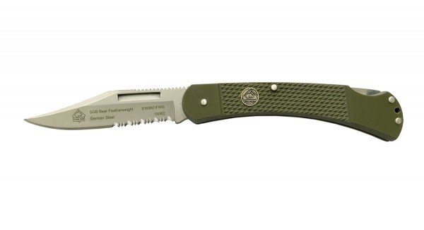 PUMA SGB Bear Featherweight, OD green G10, serrated
